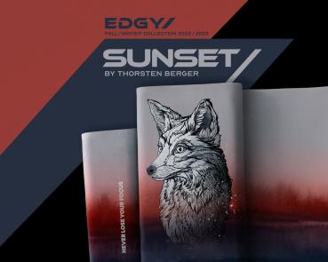 Preview: French Terry Panel Wolfsgesicht Rot ca. 88 cm Sunset Serie by Thorsten Berger von Swafing